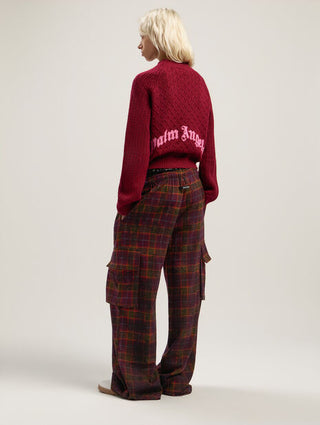 PALM ANGELS Curved Logo Ribbed Sweater