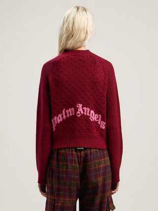 PALM ANGELS Curved Logo Ribbed Sweater