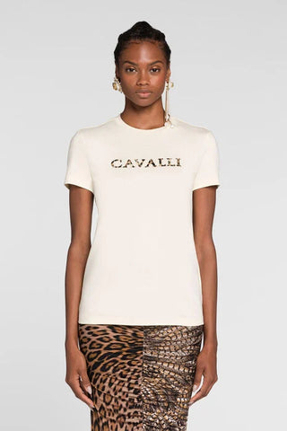 Roberto Cavalli Logo-embroidered cotton T-shirt