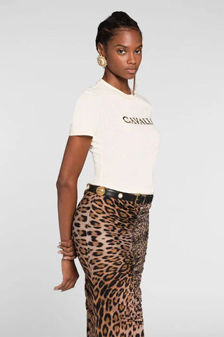 Roberto Cavalli Logo-embroidered cotton T-shirt