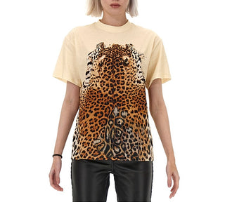 Roberto Cavalli,Ready to Wear Leopard-Print Cotton T-Shirt