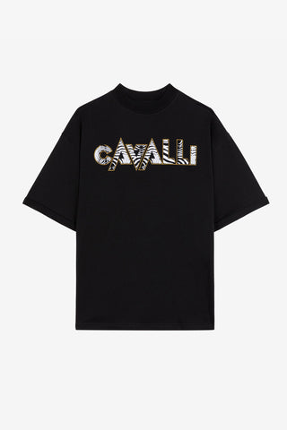 Roberto Cavalli,Ready to Wear Logo-Print Cotton T-Shirt