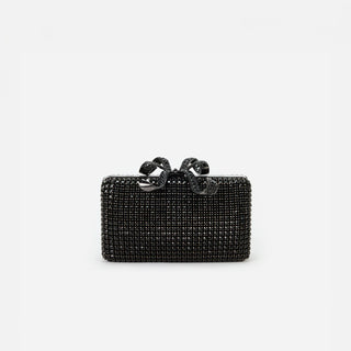 SELF PORTRAIT Black Crystal Box Clutch