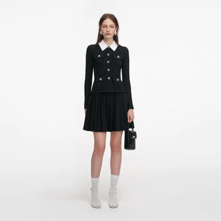 SELF PORTRAIT Black Tailored Knit Mini Dress