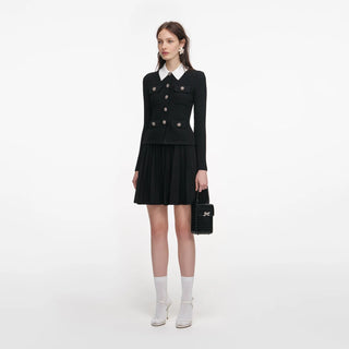 SELF PORTRAIT Black Tailored Knit Mini Dress