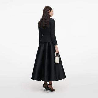SELF PORTRAIT Black Boucle Taffeta Midi Dress