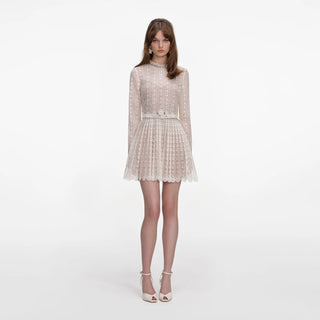SELF PORTRAIT Cream Organza Lace Mini Dress