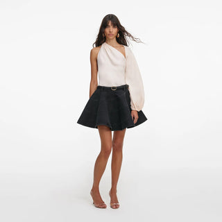SELF PORTRAIT Cream Draped Sleeve Top