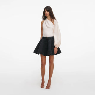SELF PORTRAIT Cream Draped Sleeve Top