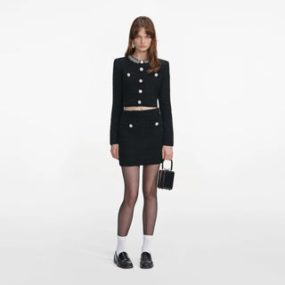 SELF PORTRAIT Black Knit Mini Skirt