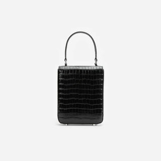 SELF PORTRAIT Black Croc Leather Structured Mini Bag