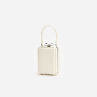 SELF PORTRAIT Cream Croc Leather Micro Bag