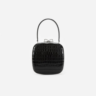SELF PORTRAIT Black Croc Leather Compact Mini Bag
