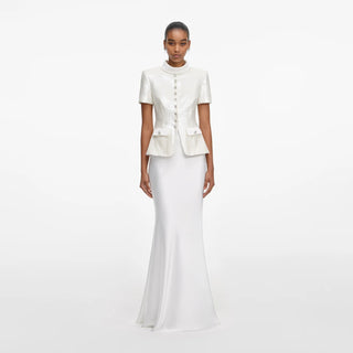 SELF PORTRAIT White Sequin Tailored Maxi Dress