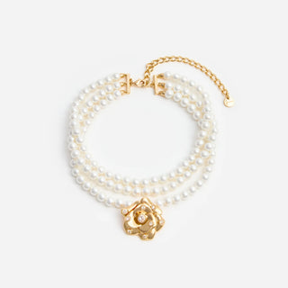 SELF PORTRAIT Gold Flower Pearl Choker