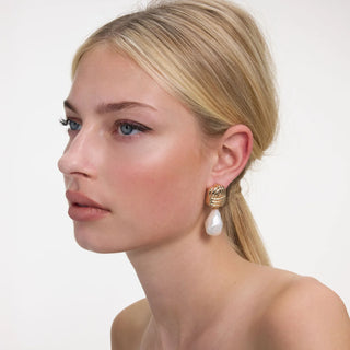 SELF PORTRAIT Gold Knot Pearl Earrings