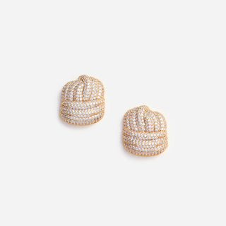 SELF PORTRAIT Gold Crystal Knot Earrings