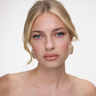 SELF PORTRAIT Gold Crystal Knot Earrings