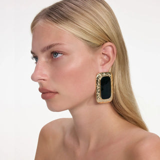 SELF PORTRAIT Large Mottled Gold Black Earrings