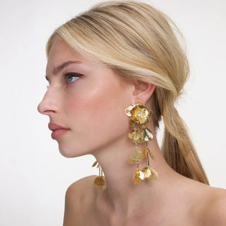 SELF PORTRAIT Gold Flower Earrings