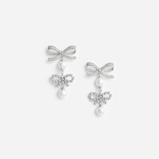 SELF PORTRAIT Double Bow Pearl Earrings