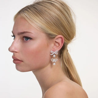 SELF PORTRAIT Double Bow Pearl Earrings