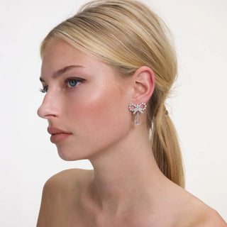 SELF PORTRAIT Bow Crystal Droplet Earrings