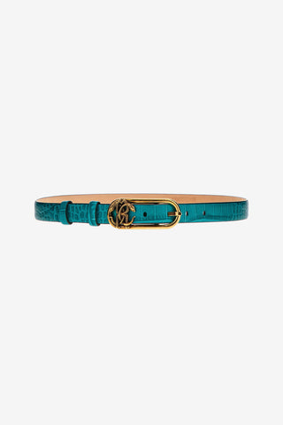 Roberto Cavalli-Leather belt with Monogram Mirror Snake
