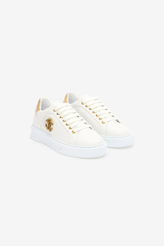Roberto Cavalli Sneakers With Monogram Mirror Snake