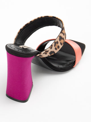 Roberto Cavalli Leather and fabric sandals