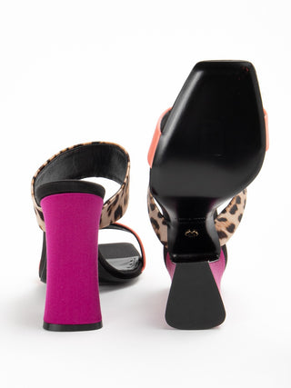 Roberto Cavalli Leather and fabric sandals