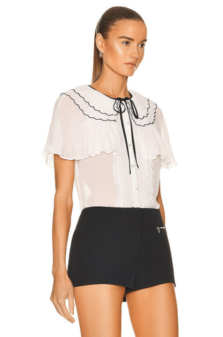 SELF PORTRAIT Chiffon Scallop Collar Shirt