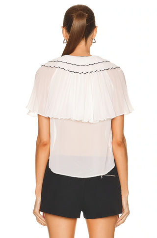 SELF PORTRAIT Chiffon Scallop Collar Shirt
