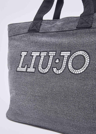 LIU JO Large denim tote bag with logo