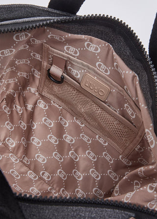 LIU JO Large denim tote bag with logo