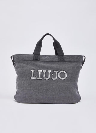 LIU JO Large denim tote bag with logo