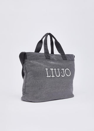 LIU JO Large denim tote bag with logo