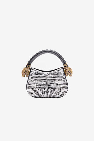 Roberto Cavalli Mini Roar Bag With Rhinestoned Zebra Pattern