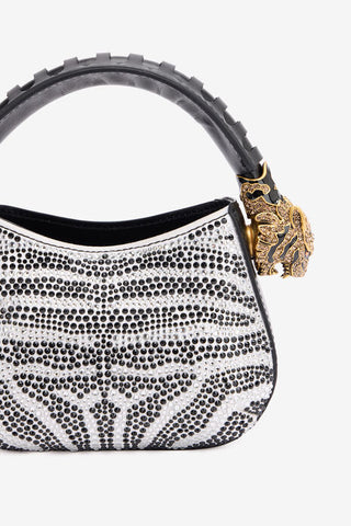 Roberto Cavalli Mini Roar Bag With Rhinestoned Zebra Pattern