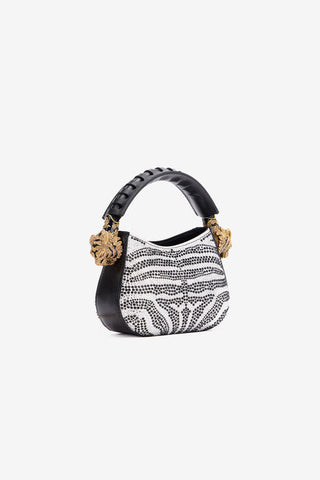 Roberto Cavalli Mini Roar Bag With Rhinestoned Zebra Pattern