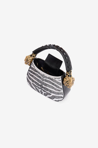 Roberto Cavalli Mini Roar Bag With Rhinestoned Zebra Pattern
