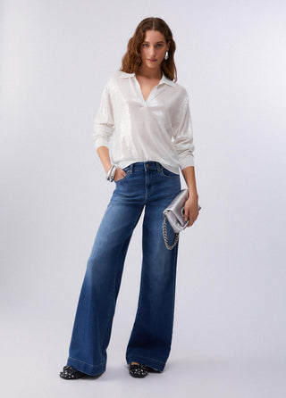 LIU JO Flared jeans with rhinestones