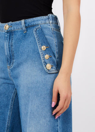 LIU JO button-detail wide-leg trousers