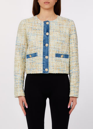 LIU JO Bouclé jacket with denim details
