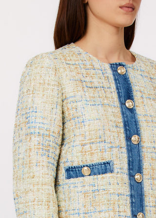 LIU JO Bouclé jacket with denim details