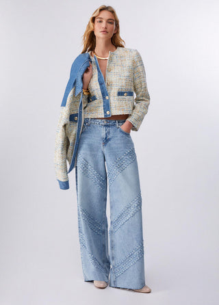 LIU JO Bouclé jacket with denim details