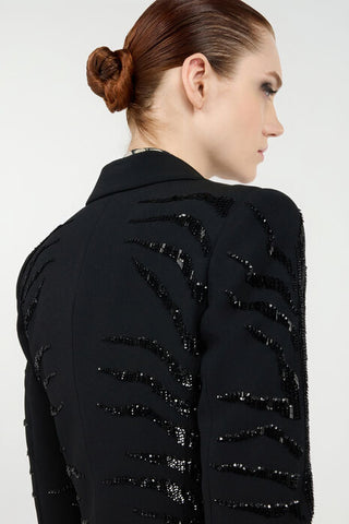 Roberto Cavalli Black Jacket with Zebra Sequin Pattern