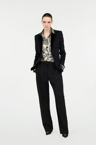 Roberto Cavalli Black Jacket with Zebra Sequin Pattern