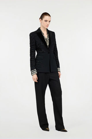 Roberto Cavalli Black Jacket with Zebra Sequin Pattern
