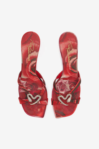 Roberto Cavalli Sandals With Rose Print And Bejeweled Snake